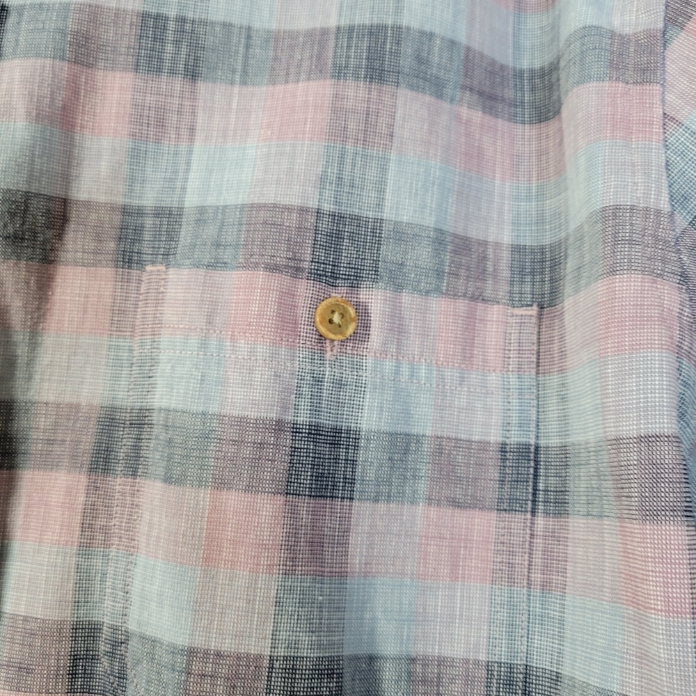 Mens ROWM Long Sleeve 100% Cotton Gray/pink/black Button front Shirt size XL - Picture 7 of 12